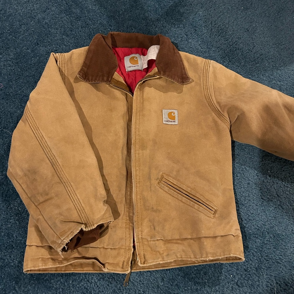 Carhartt Beige Jacket with Brown Corduroy Collar